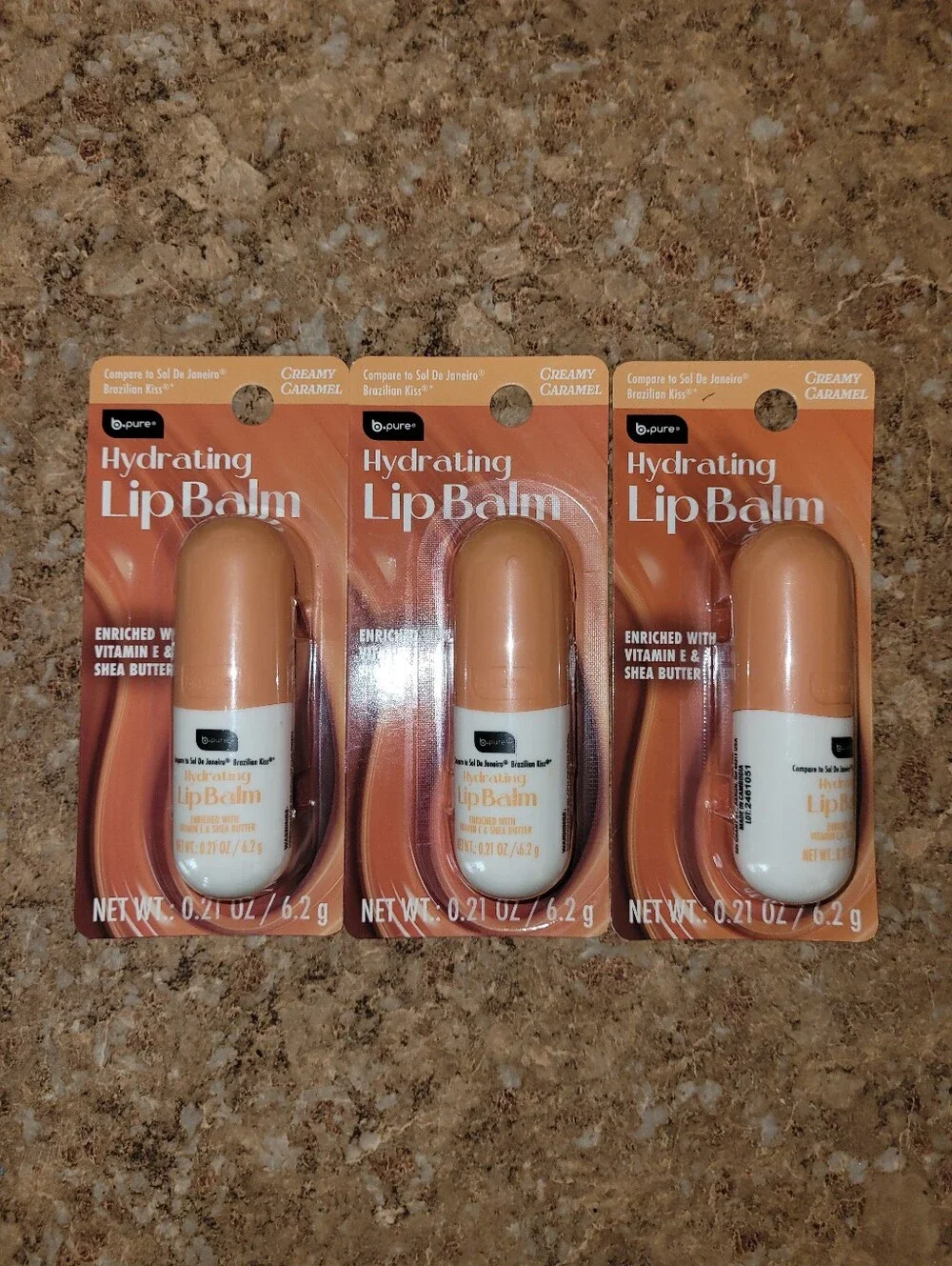 B.Pure Creamy Caramel Hydrating Lip Balm 3 Pack